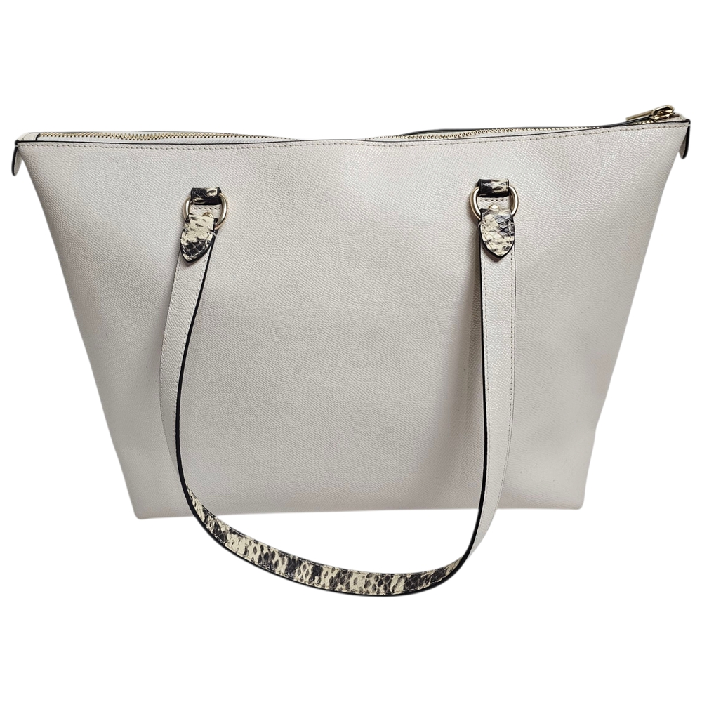Coach Gallery Tote in White Crossgrain Leather Snake Embossed Details Bag Purse - Picture 2 of 10